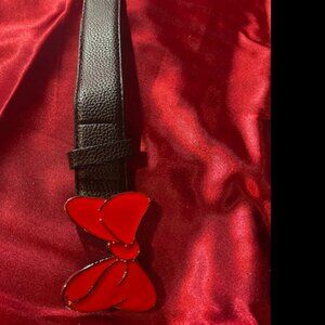 Disney Minnie Mouse Red Bow Vegan Leather Belt, manufactured by Buckle Down